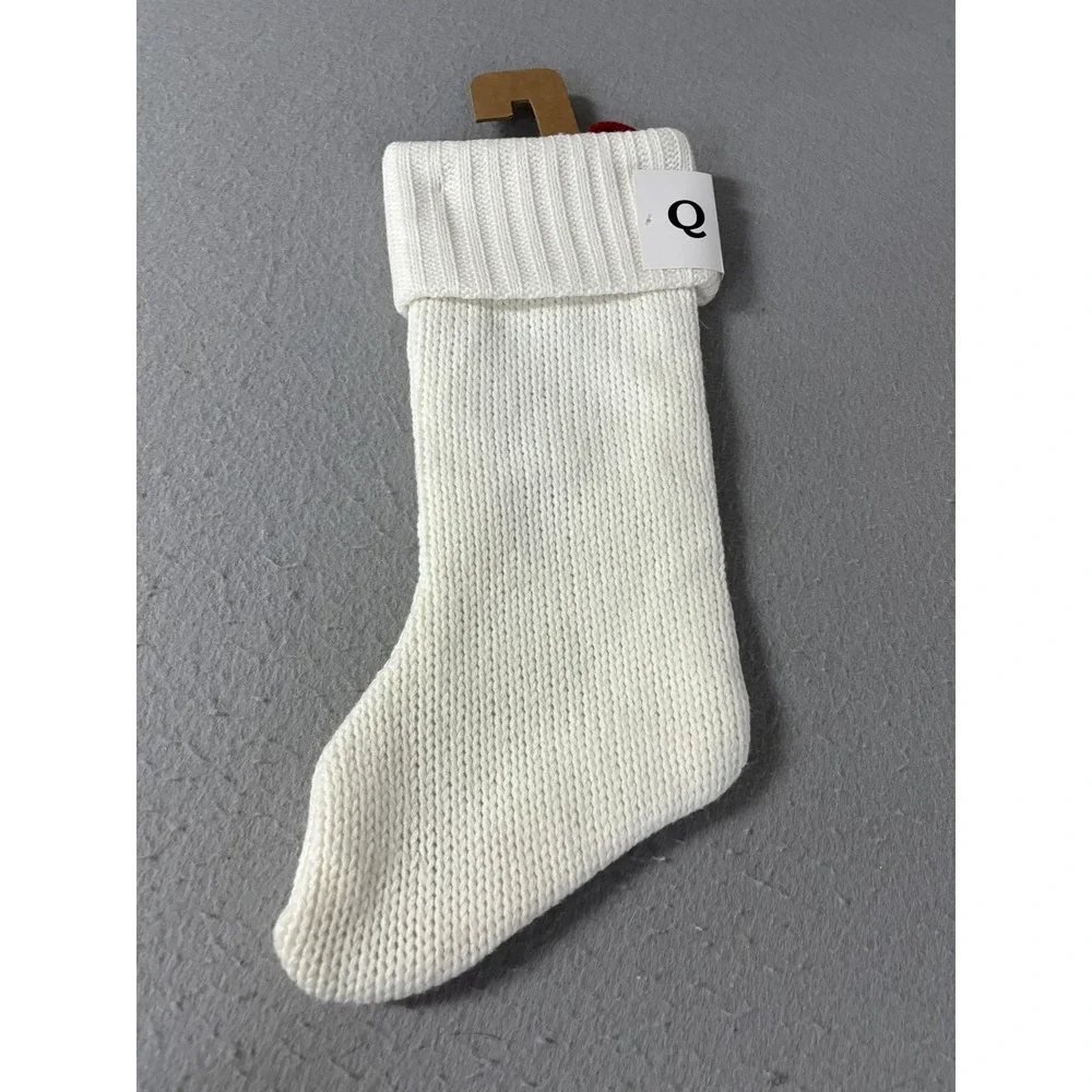 Wondershop at Target Monogram Q Christmas‎ Stocking Cable Knit Ivory Red Initial